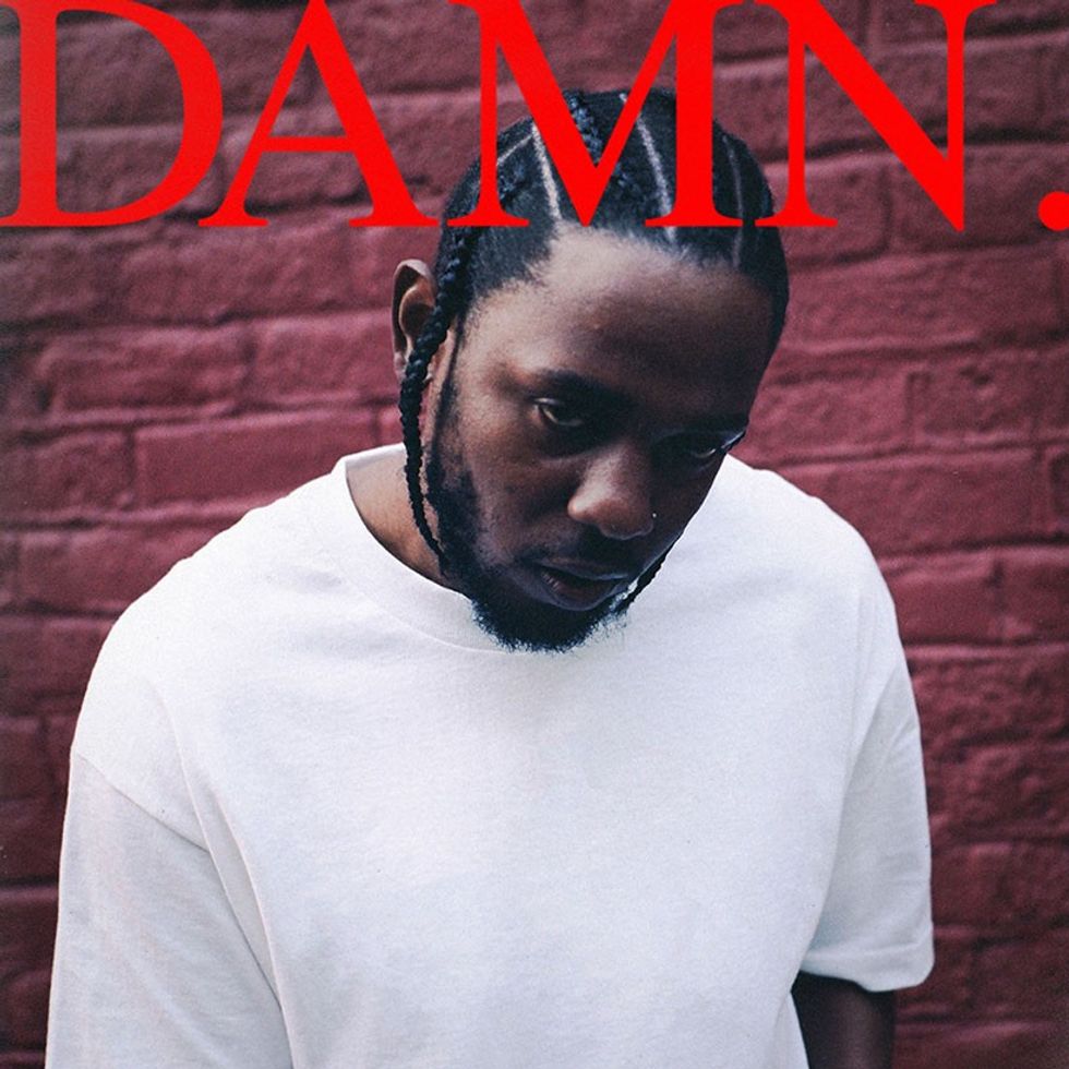 Album cover for 'DAMN.' by Kendrick Lamar.