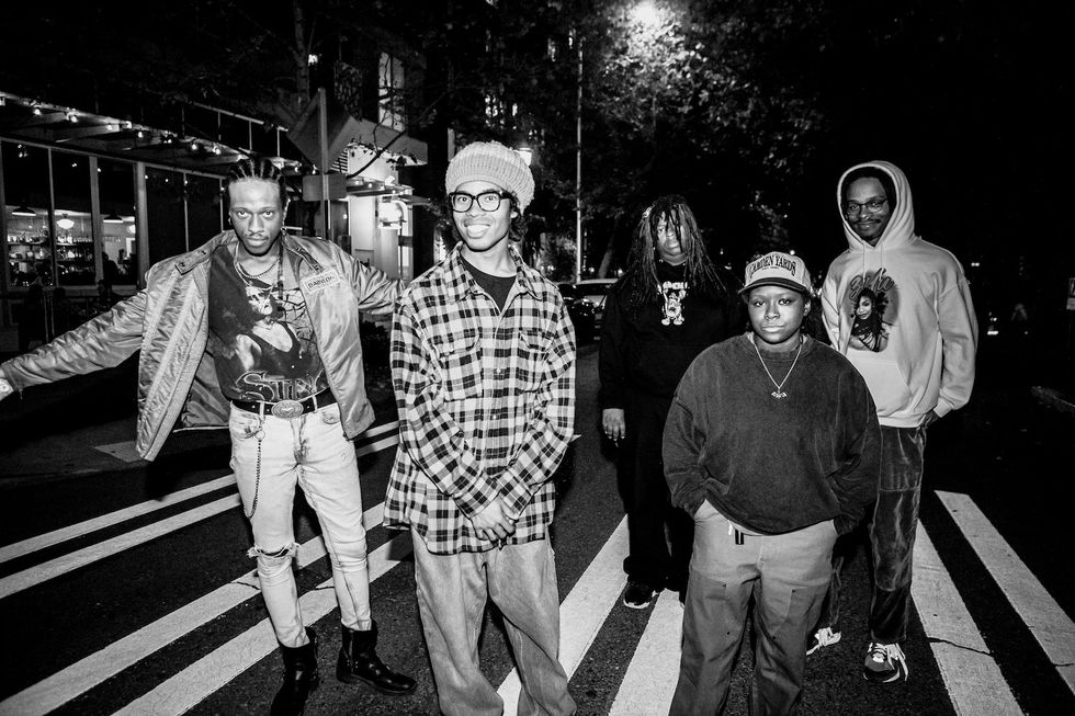 All the members of Zulu, a Black powerviolence band, pose for a promotional image.