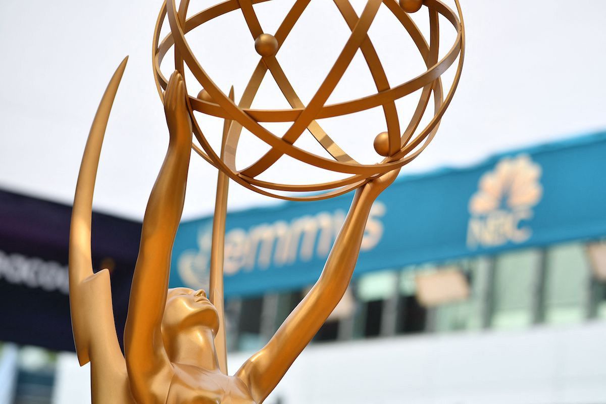 An Emmy statue is seen on the red carpet ahead of the 74th Emmy Awards at the Microsoft Theater in Los Angeles, California, on September 12, 2022.