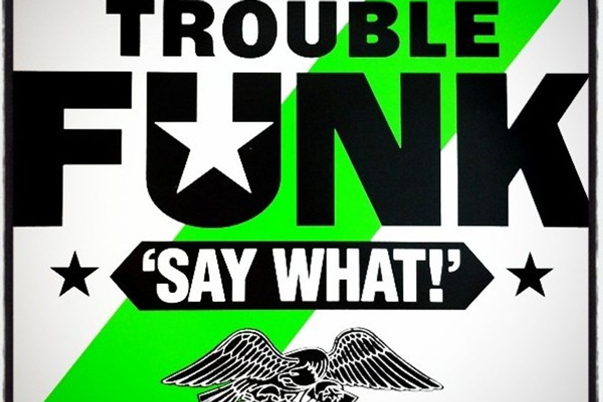 artwork for the Trouble Funk single "Say What!" allegedly sampled by the Beastie Boys according to a lawsuit filed by Tuf America
