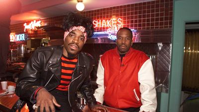 Big Boi and Andre of OutKast on the set of their video shoot for a song which will be featured in the movie Scooby-Doo.