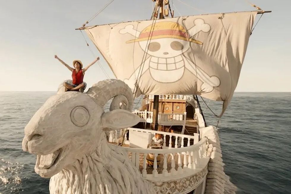 Boat with characters from One Piece.