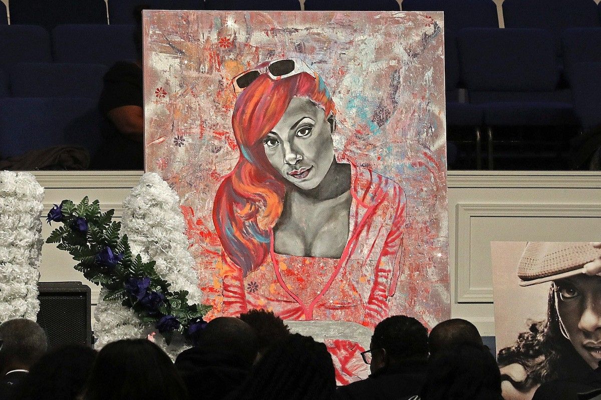 Ccenes during the funeral of Lola "Gangsta Boo" Mitchell at Brown Missionary Baptist Church on January 14, 2023 in Southaven, Mississippi.