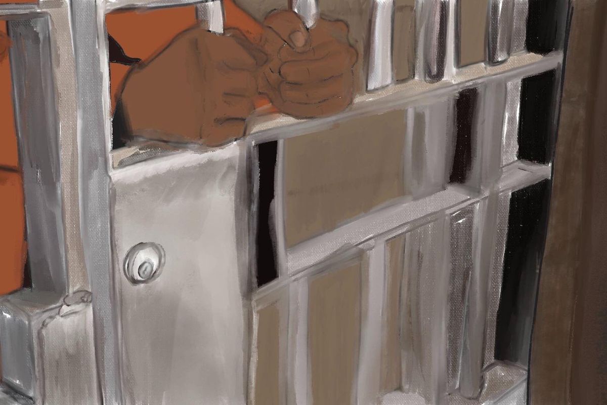 Drawing black man arrested during COVID-19 @RailroadedUnderground