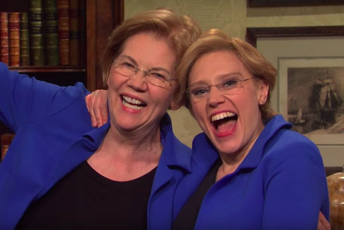 Elizabeth Warren's Surprise 'SNL' Appearance is Dividing Progressives on Twitter