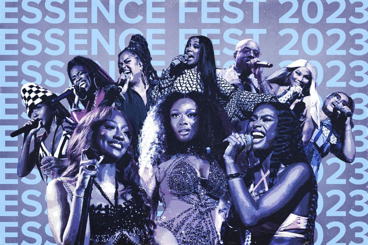 Essence festival photo illustration featuring many of the artists involved in the festival. 