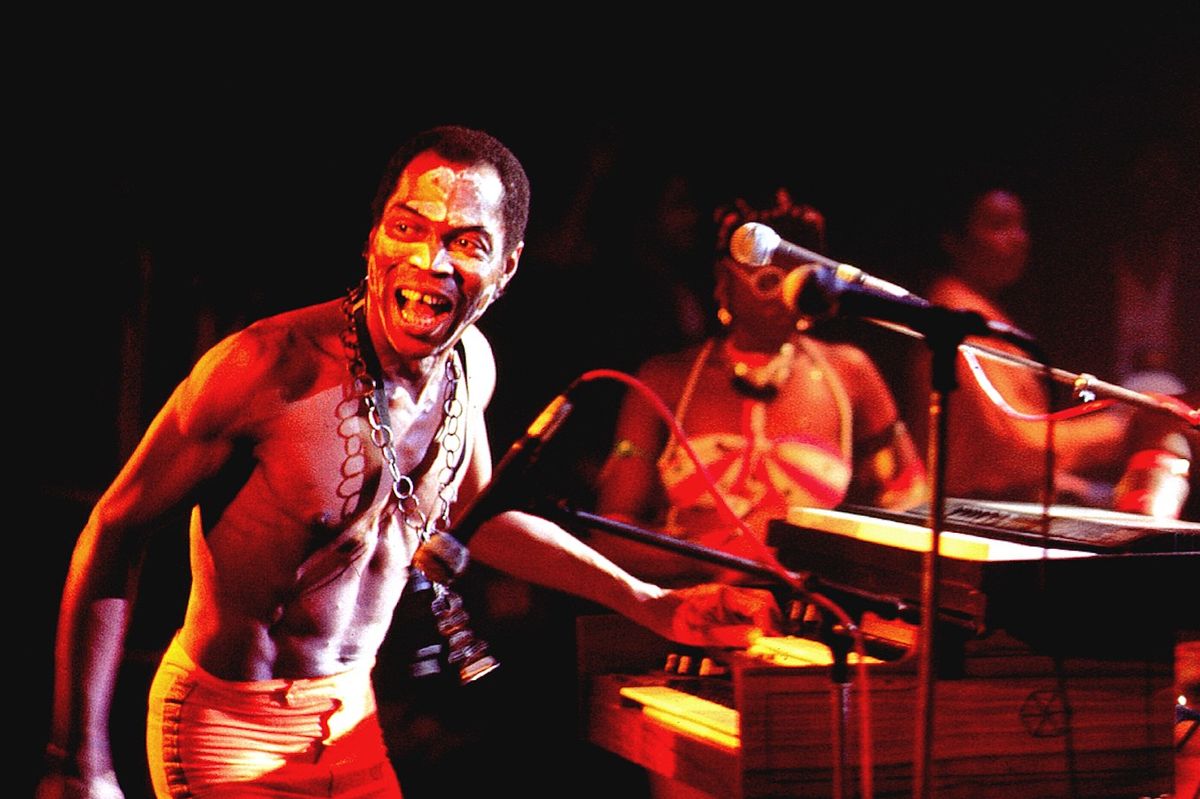 Fela Kuti performing with his band the Egypt 80.