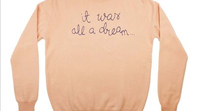 For Just $380, You Can Own An Embroidered "It Was All A Dream" Cashmere Sweater