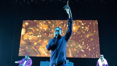 GZA, Ghostface Killah, and Raekwon on stage with atat Michigan Lottery Amphitheatre on May 31, 2019 in Sterling Heights, Michigan.