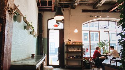 A stock image of a quiet tucked away coffee shop. 