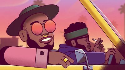 illustrated anderson paak and knxwledge who is holding a cigarette 