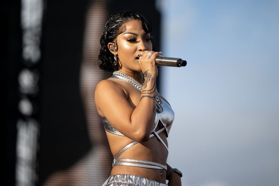 INGLEWOOD, CALIFORNIA - MARCH 05: Singer Shenseea is one of the female rappers performing onstage during day 3 of Rolling Loud Los Angeles at Hollywood Park Grounds on March 05, 2023 in Inglewood, California. (Photo by Scott Dudelson/Getty Images)