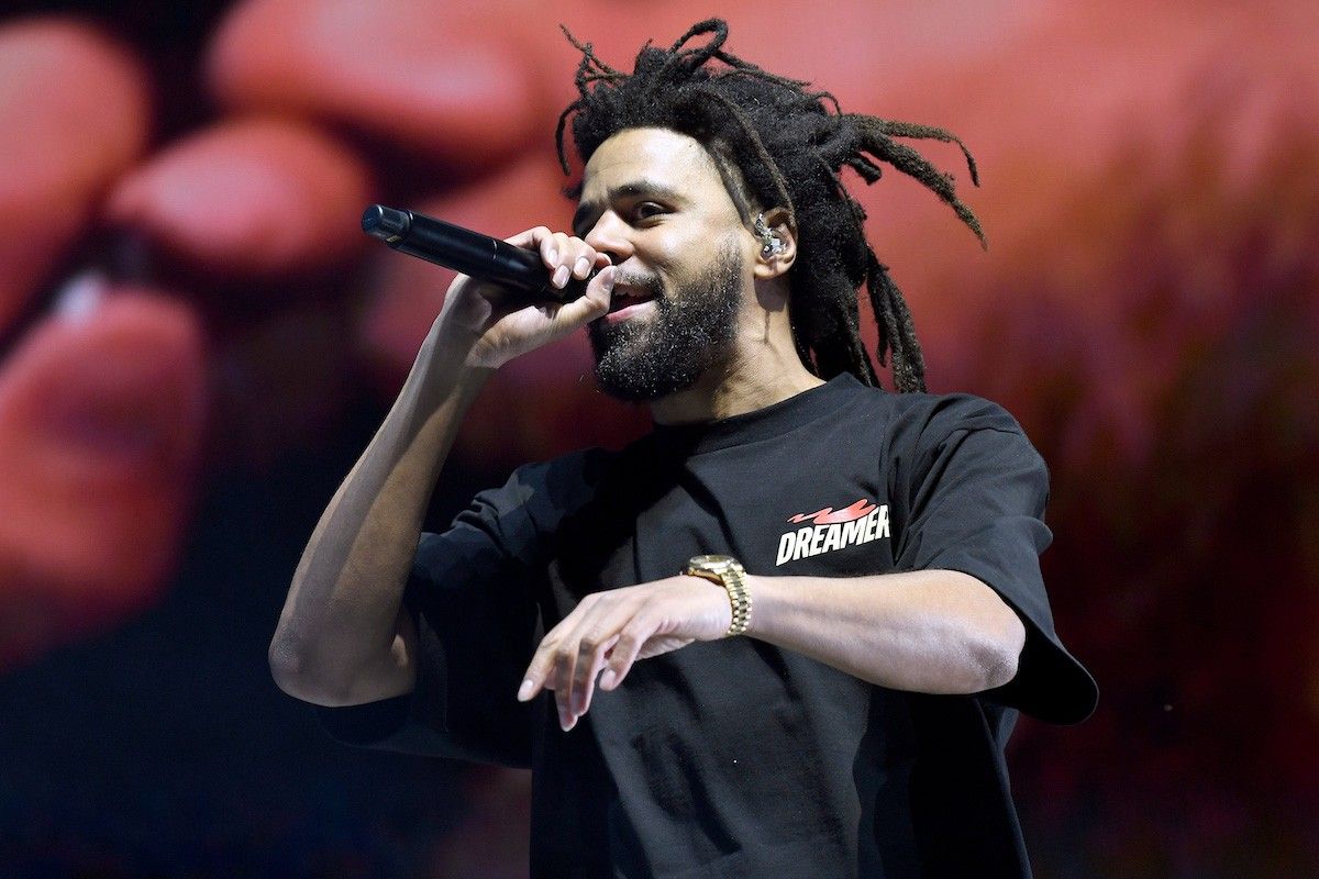 J. Cole performs during the 2023 Dreamville Music festival at Dorothea Dix Park on April 02, 2023 in Raleigh, North Carolina.