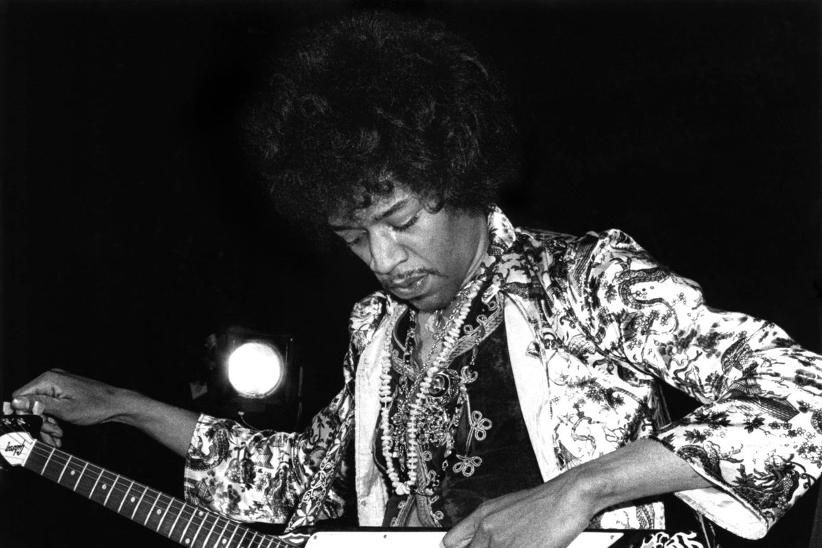 Jimi hendrix with a flying v