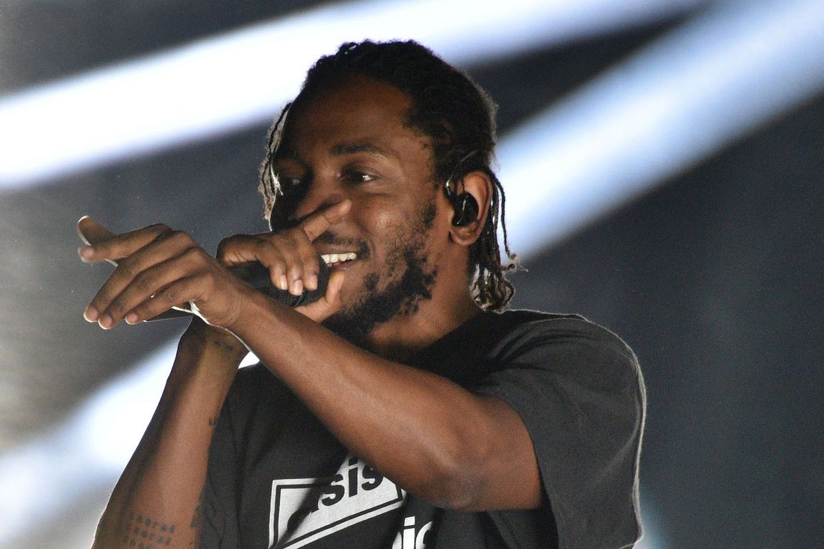Kendrick Lamar on the rock stage day one of Gandoozy Music Festival at Overland Park.