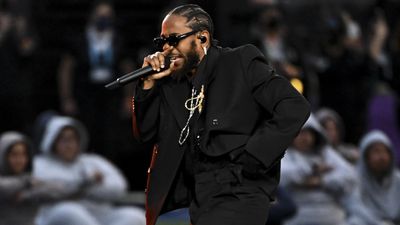 Kendrick Lamar performs during halftime in Super Bowl LVI at SoFi Stadium on Sunday, Feb. 13 2022 in Inglewood, CA.