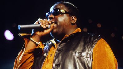 Rapper Notorious B.I.G. AKA Biggie Smalls (Christopher Wallace) performs on October 5, 1995 during the UrbanAid Lifebeat concert at Madison Square Garden in New York City, New York.