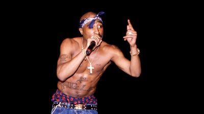 Rapper Tupac Shakur (Lesane Parish Crooks, name later changed to Tupac Amaru Shakur) performs at the Regal Theater in Chicago, Illinois in March 1994.