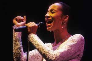Sade performs on stage at Ahoy, Rotterdam, Netherlands, 11th November 1988.
