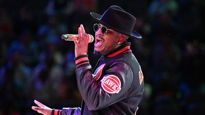 Singer Ne-Yo performs onstage during halftime at the game between Brooklyn Nets and the Atlanta Hawks at State Farm Arena on February 26, 2023 in Atlanta, Georgia.