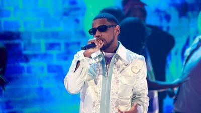 US rapper Fabolous performs on stage during the 2023 BET awards at the Peacock Theater in Los Angeles, June 25, 2023.