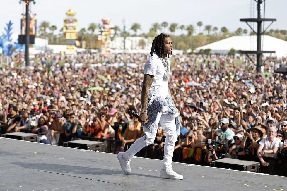 Lil Durk performs with GloRilla at the Coachella Stage during the 2023 Coachella Valley Music and Arts Festival on April 16, 2023 in Indio, California.