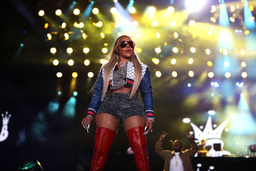 Lil Kim performs onstage during Hip Hop 50 Live at Yankee Stadium on August 11, 2023 in New York City.