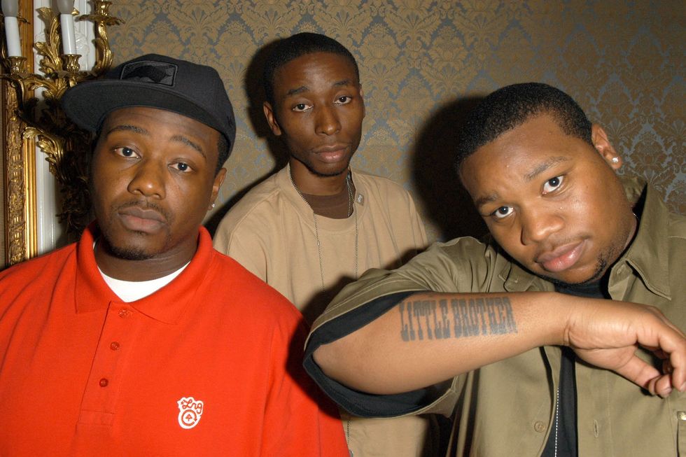 Little Brother members Phonte, 9th Wonder and Big Pooh attend their "The Minstrel Show" album listening party at Studio Dante August 03, 2005 in New York City