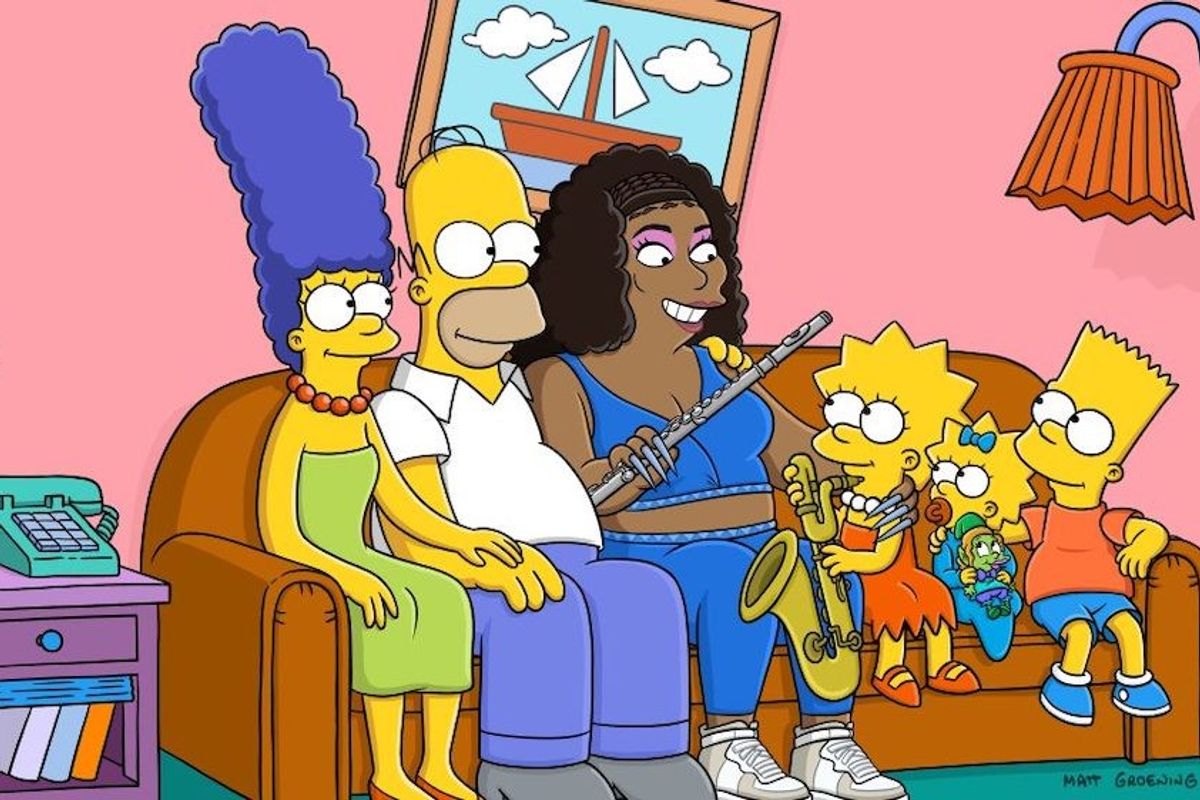 lizzo on the simpsons on a couch