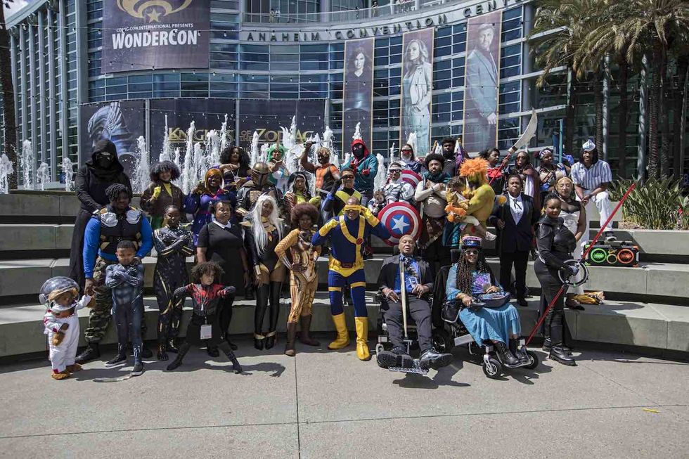 Members of the Black Cosplayers Meetup pose at Day 2 of WonderCon 2023 at Anaheim Convention Center on March 25, 2023 in Anaheim, California.