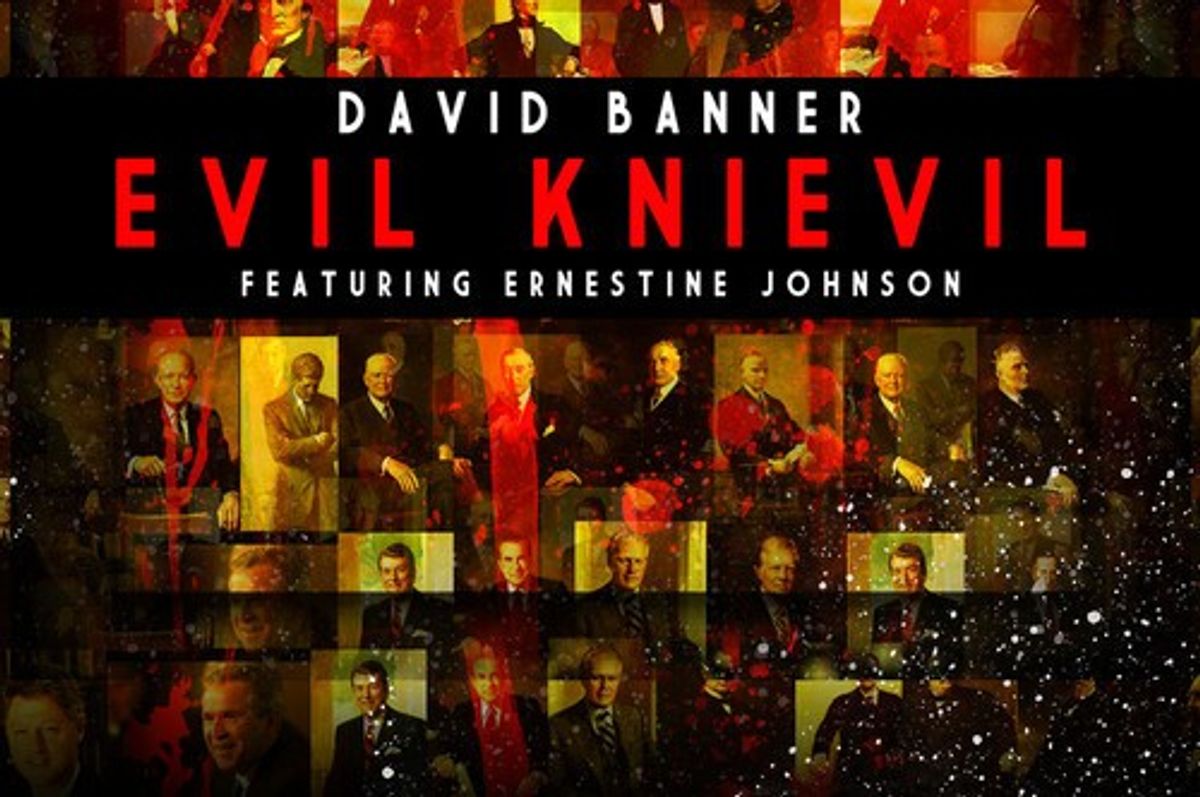 Mississippi MC David Banner Breaks Down The Startling Similarities Between The U.S. Presidents & Drug Pushers On His New Track "Evil Knievil" Featuring Poet Ernestine Johnson.