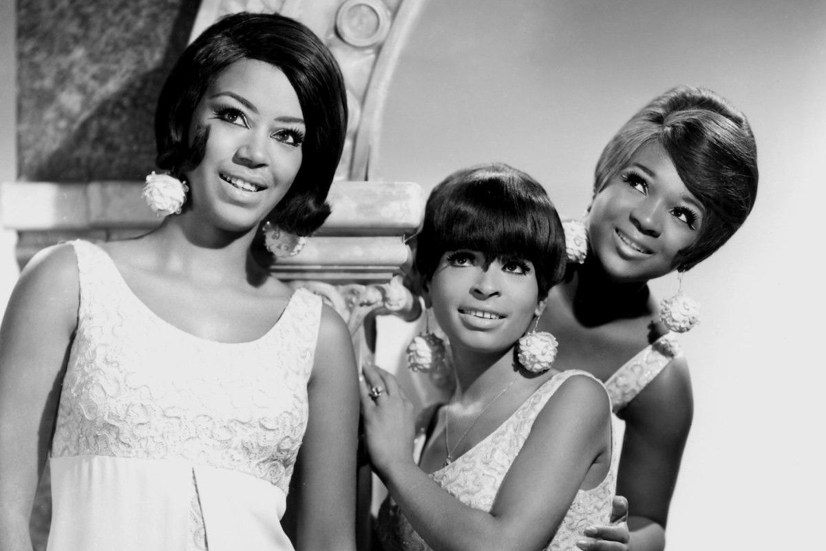 Motown singing group The Marvelettes (L-R Katherine Anderson, Wanda Young (Rogers) and Anne Bogan) pose for a portrait circa 1968 in New York City, New York.