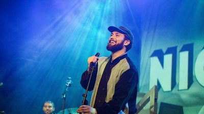 Nick Hakim opens for Fleet Foxes at Le Trianon on November 20, 2017 in Paris, France.