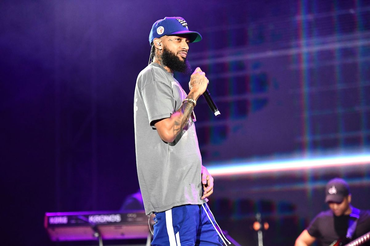 Nipsey Hussle performs onstage during day one of the Rolling Loud Festival at Banc of California Stadium on December 14, 2018 in Los Angeles, California.