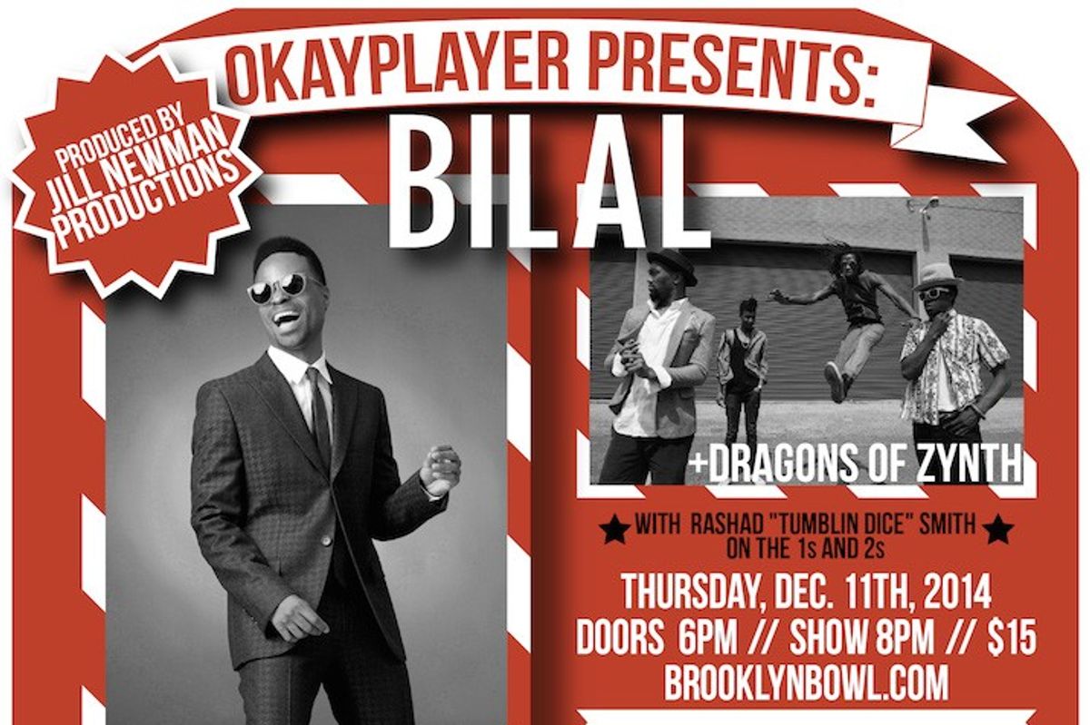 OKP Presents : Bilal & Dragons Of Zynth At Brooklyn Bowl w/ Rashad Smith On 12/11