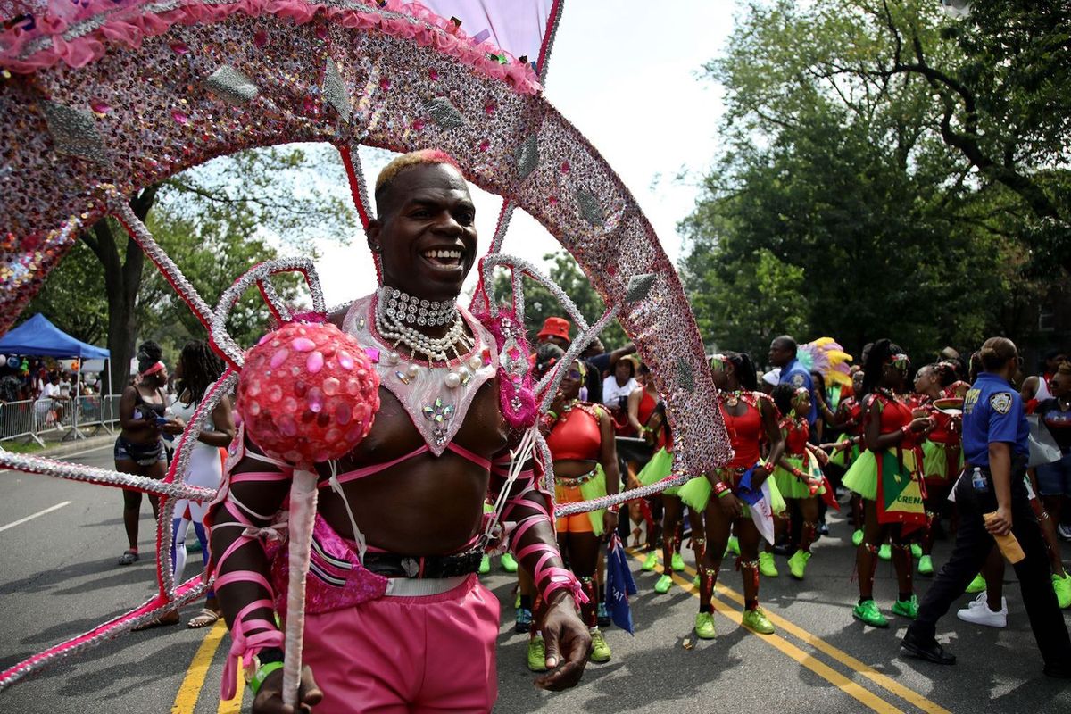 People participate in the West Indian American Day Parade marking the Labor Day in the Brooklyn Borough of New York City on September 04, 2023.