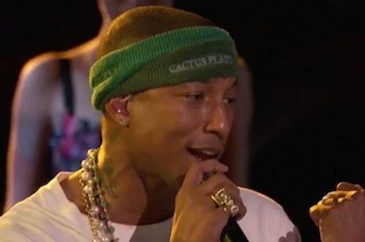 Pharrell Took A Break From The Coach's Chair On NBC's 'The Voice' To Perform "Hunter" From His Critically-Acclaimed 2014 'G I R L' LP.