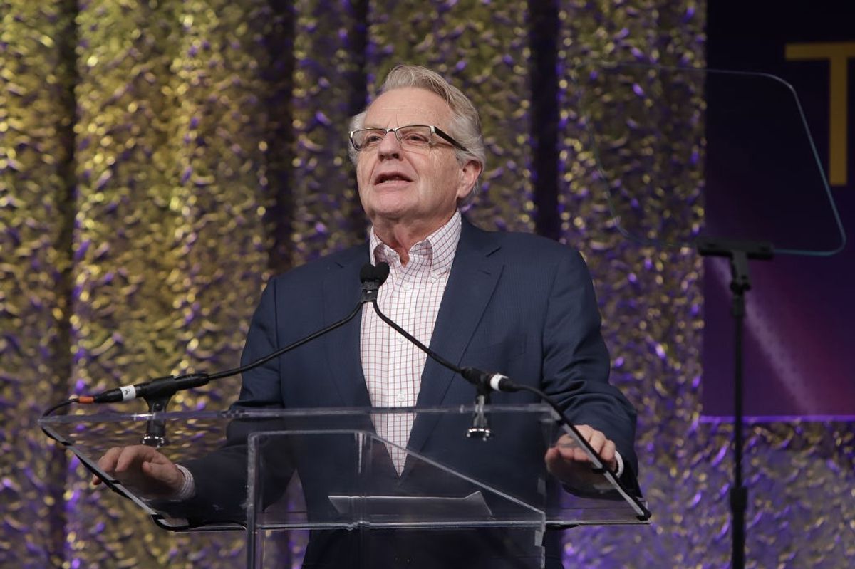 Presenter Jerry Springer on stage at the 2nd Annual Global TV Demand Awards at Fontainebleau Hotel on January 21, 2020 in Miami Beach, Florida (Photo by John Parra/Getty Images for Parrot Analytics).