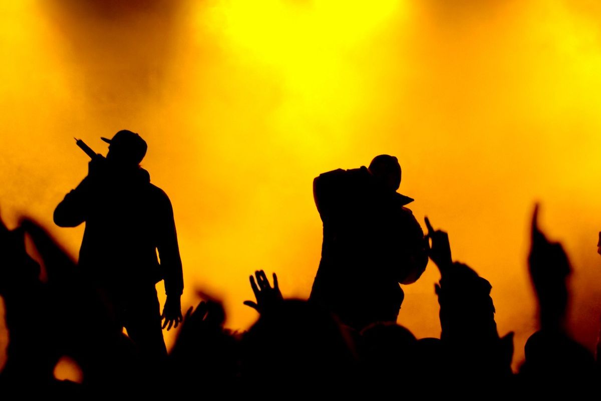 Rapper on concert stage