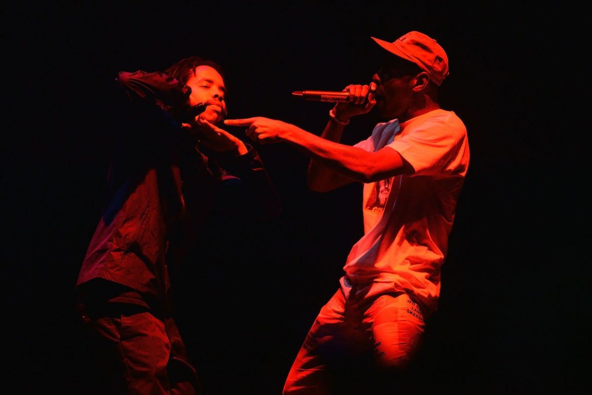 Rappers Tyler The Creator, Earl Sweatshirt and Domo Genesis of Odd Future reunite onstage during the 5th Annual Camp Flog Gnaw Carnival at Exposition Park on November 13, 2016 in Los Angeles, California.