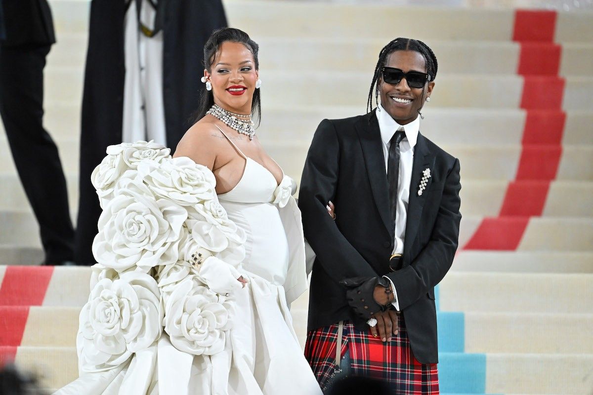 Rihanna and A$AP Rocky attend The 2023 Met Gala Celebrating "Karl Lagerfeld: A Line Of Beauty" at The Metropolitan Museum of Art on May 01, 2023 in New York City.