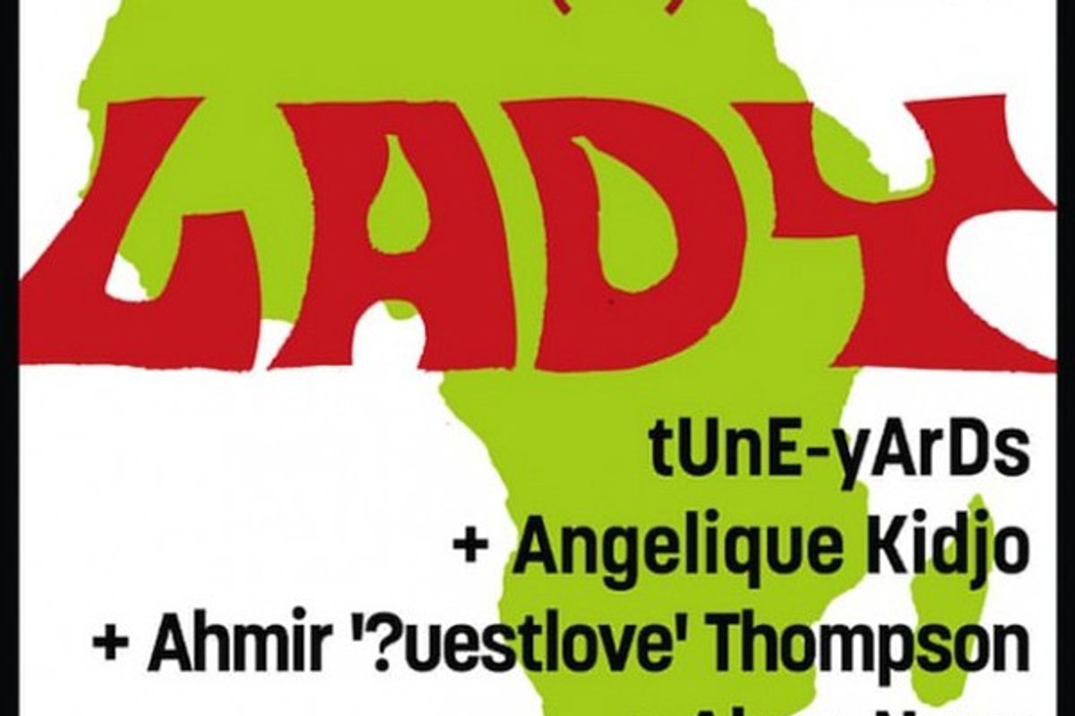 single artwork for ?uestlove x Tune-Yards Red Hot & Riot collaboration f/ Akua Naru, a cover of Fela Kuti's Nigerian Afrobeat classic "Lady"