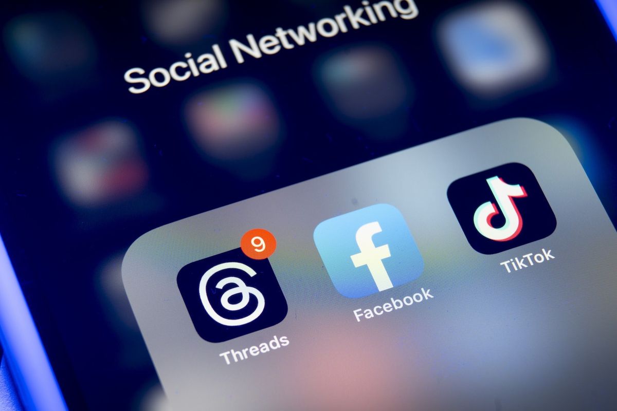 Social media applications including Facebook and Threads are seen on a mobile device home screen in this photo illustration on 06 July, 2023 in Warsaw, Poland.