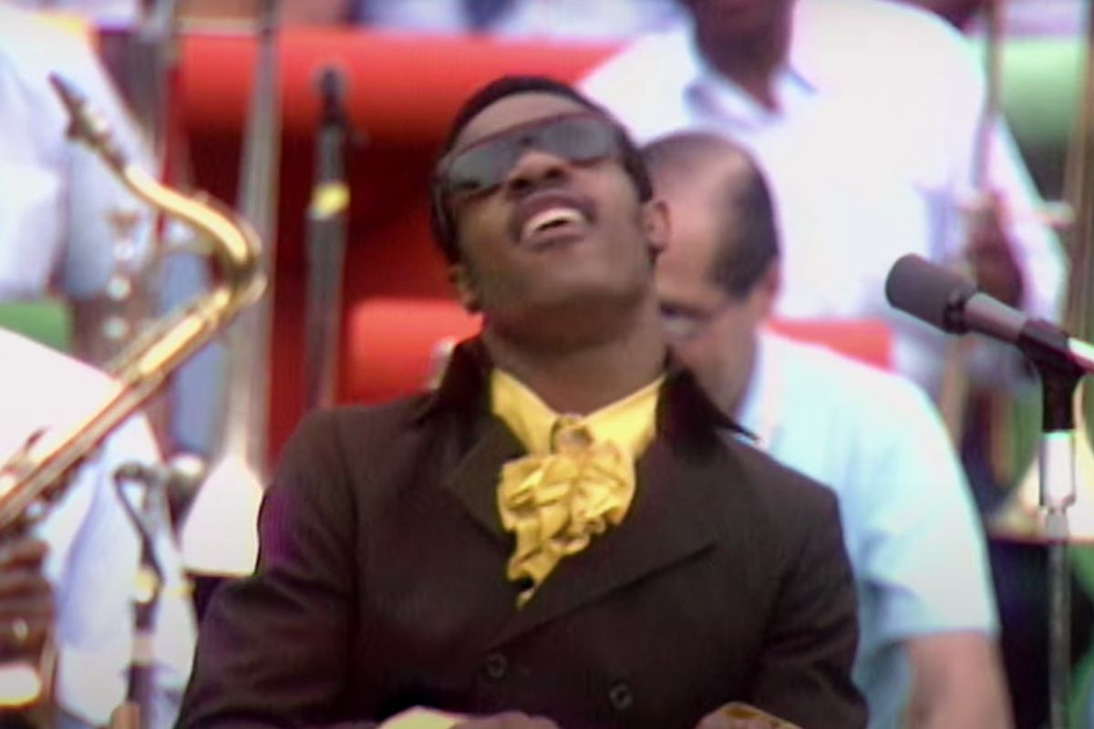 Stevie Wonder singing and playing the keys in the trailer for Questlove's 'Summer of Soul' documentary.