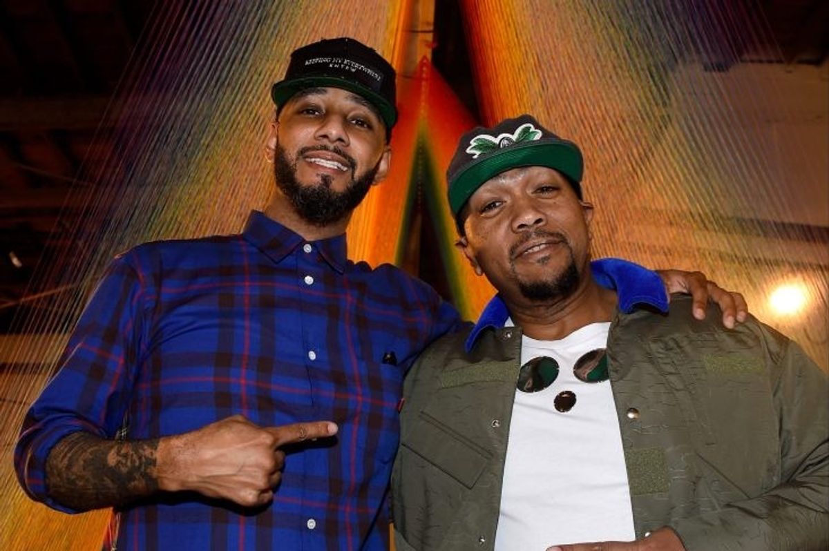 Swizz Beatz and Timbaland attend The Dean Collection X BACARDI Untameable House Party on December 4, 2015 in Miami