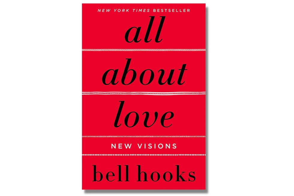 The red cover of 'all about love' by bell hooks.