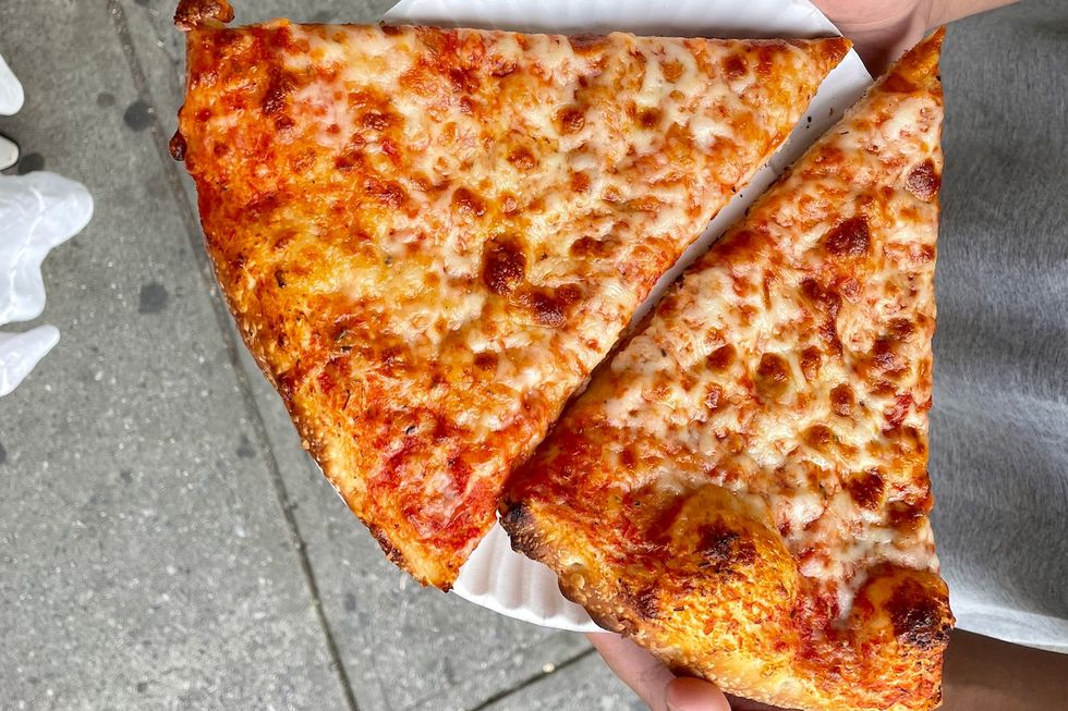 Two slices of NYC Pizza.