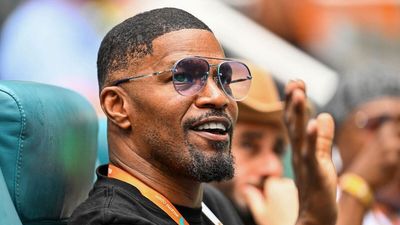 US actor Jamie Foxx attends the mens quater-final match between Christopher Eubanks of the US and Daniil Medvedev of Russia at the 2023 Miami Open at Hard Rock Stadium in Miami Gardens, Florida, on March 30, 2023 (Chandan Khanna/AFP via Getty Images).