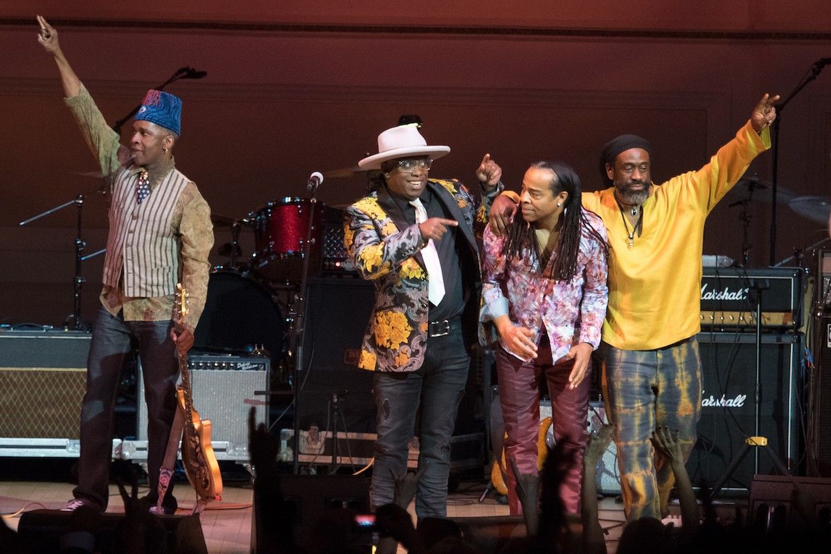 Vernon Reid, Corey Glover, Will Calhoun and Doug Wimbish of Living Colour perform at the Led Zeppelin tribute concert at Carnegie Hall on March 7, 2018 in New York City.