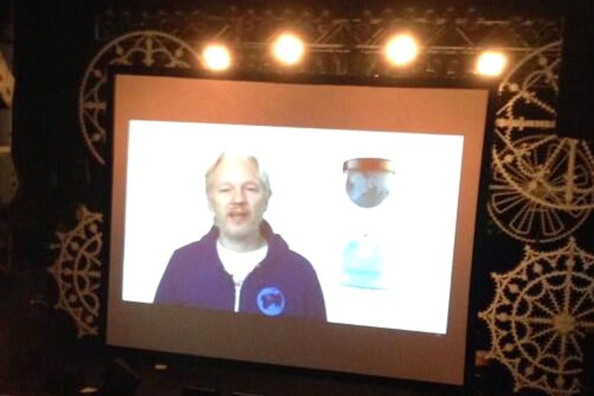 WikiLeaks founder Julian Assange skyped in to open M.I.A. show in NYC